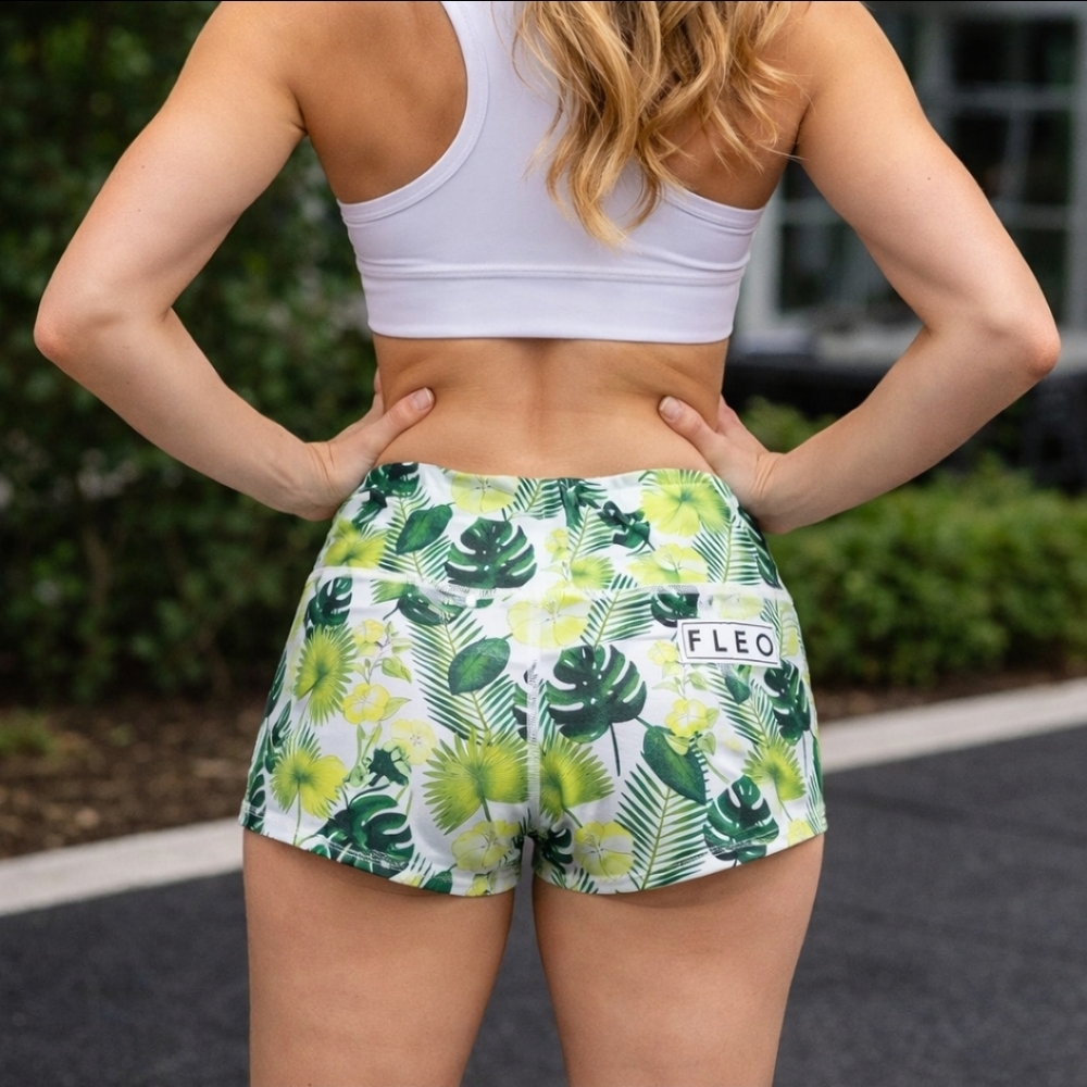 Fleo  workout crossfit body building  gym shorts  small plant Print
